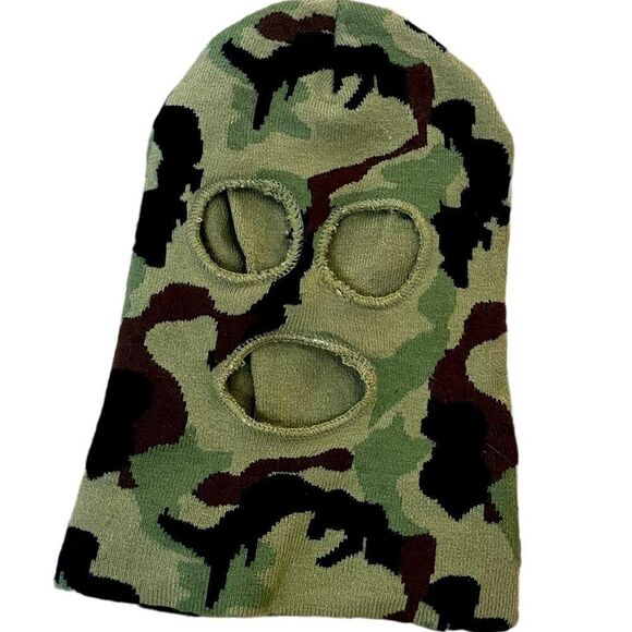 3 HOLE BALACLAVA FULL FACE WINTER SKI MASK CAMO GREEN BLACK BROWN KIDS ONE SIZE - Picture 1 of 5